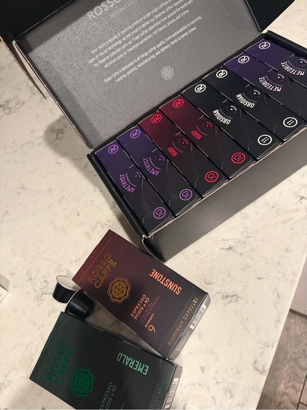 Nespresso Espresso Pod Assortment in Purple, Red, Black, Green